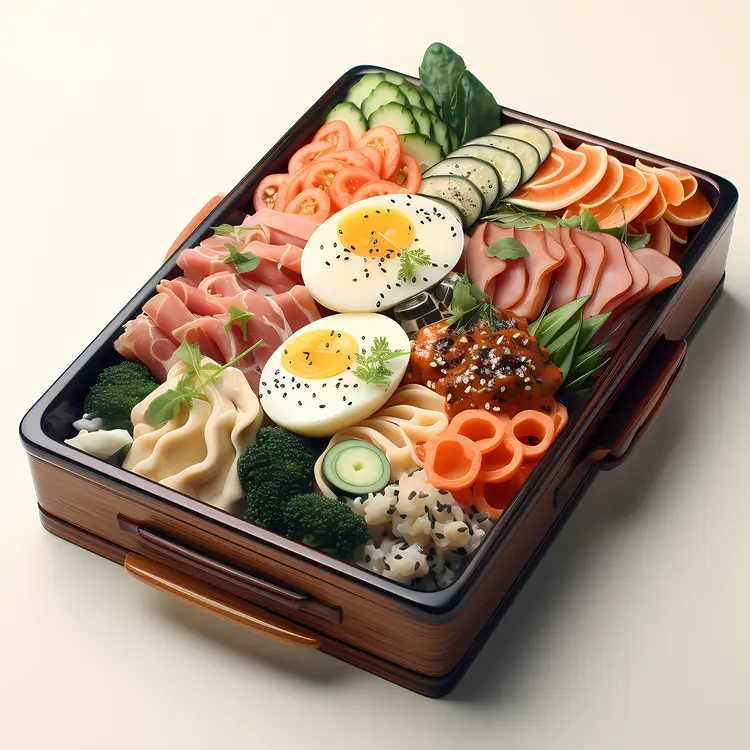 Healthy Bento Box with Eggs and Vegetables