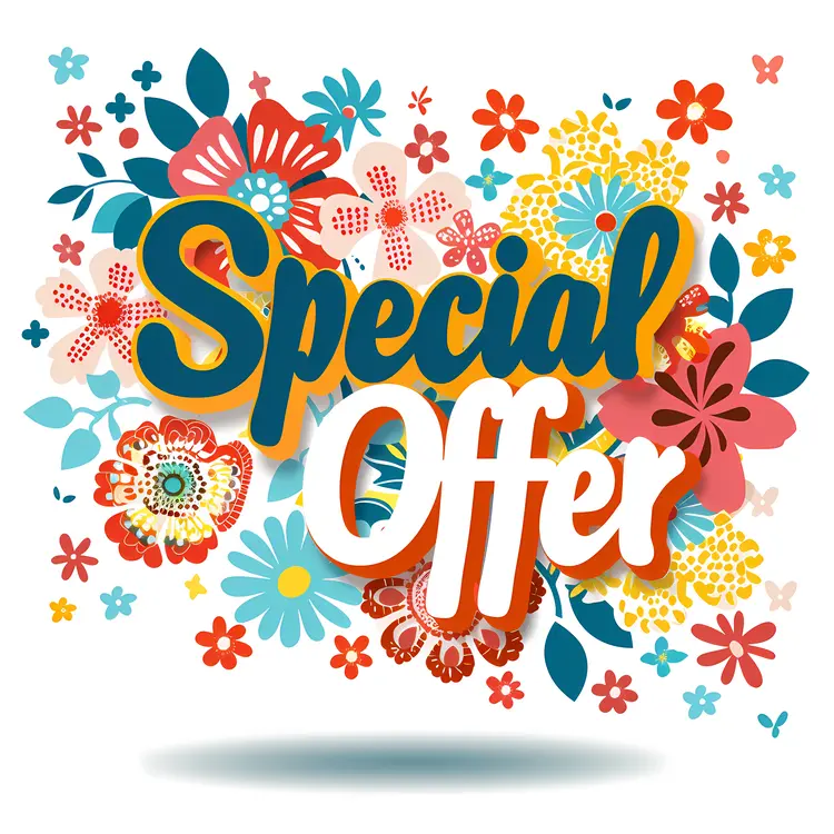 Special Offer Text with Bright Floral Background