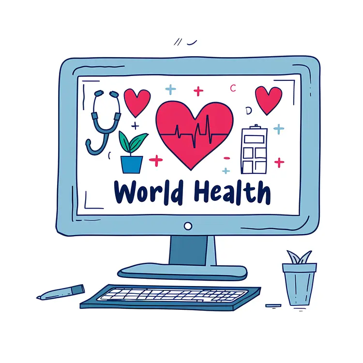 World Health Day on Computer Screen