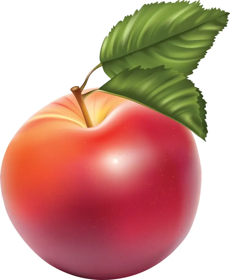 Juicy Red Apple with Leaf