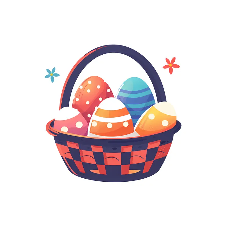 Basket of Colorful Easter Eggs