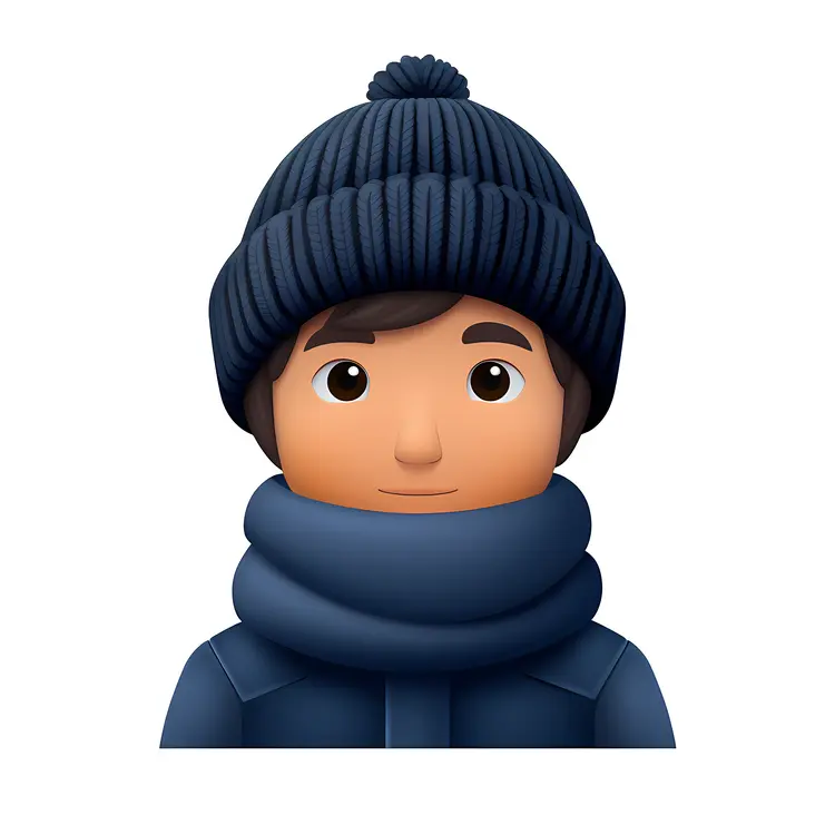 Boy in Winter Clothes with Hat and Scarf