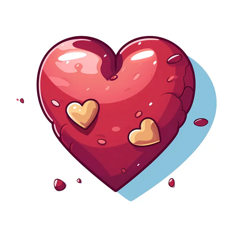 Cartoon Red Heart with Small Hearts
