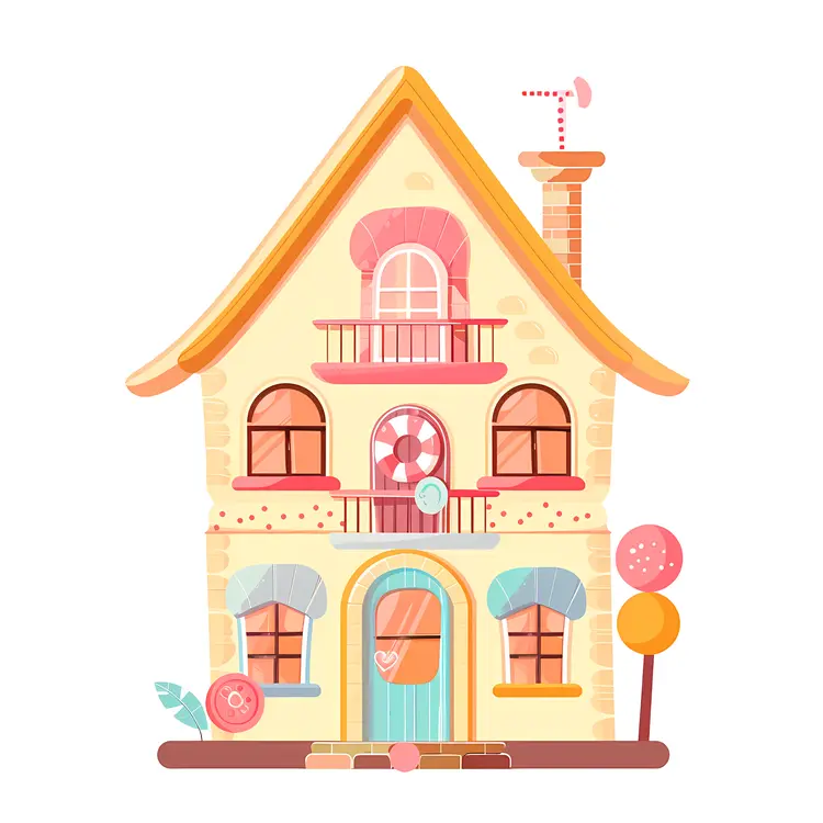Cute Cartoon House with Colorful Design