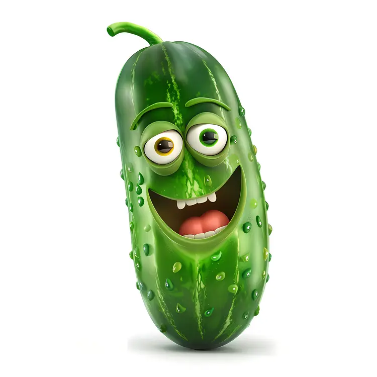 Cheerful Green Pickle Illustration
