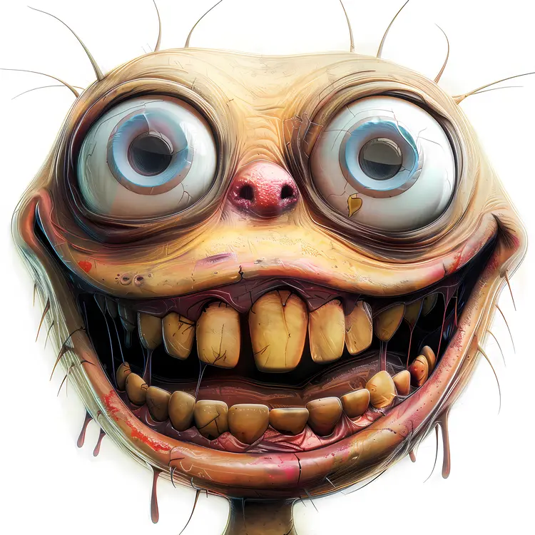 Creepy Face with Big Eyes and Teeth