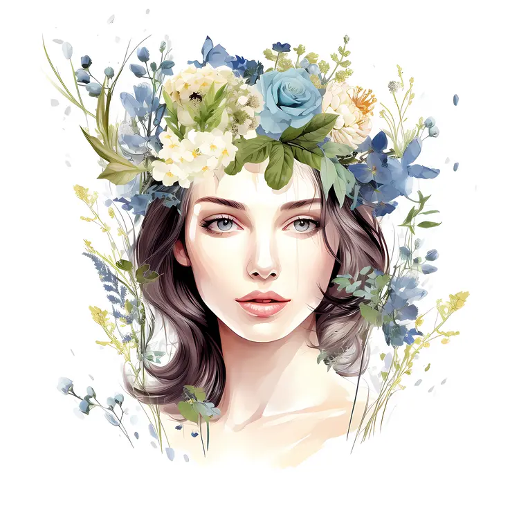 Beautiful Woman with Flower Crown