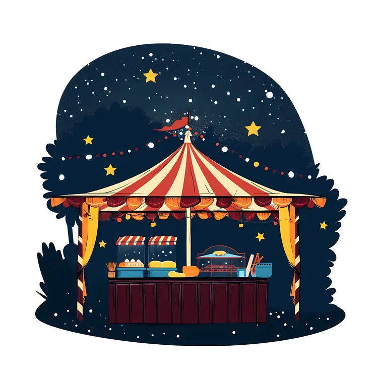 Night Market Food Stall with Stars