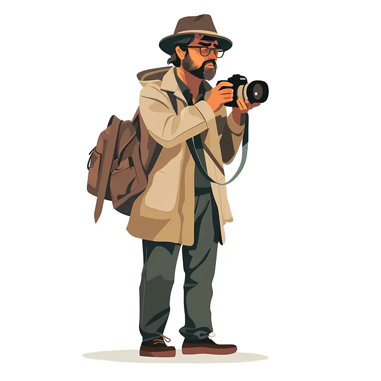 Man Photographer with Camera and Backpack