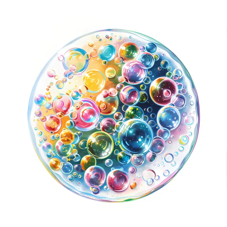 Cluster of Colorful Bubbles Illustration