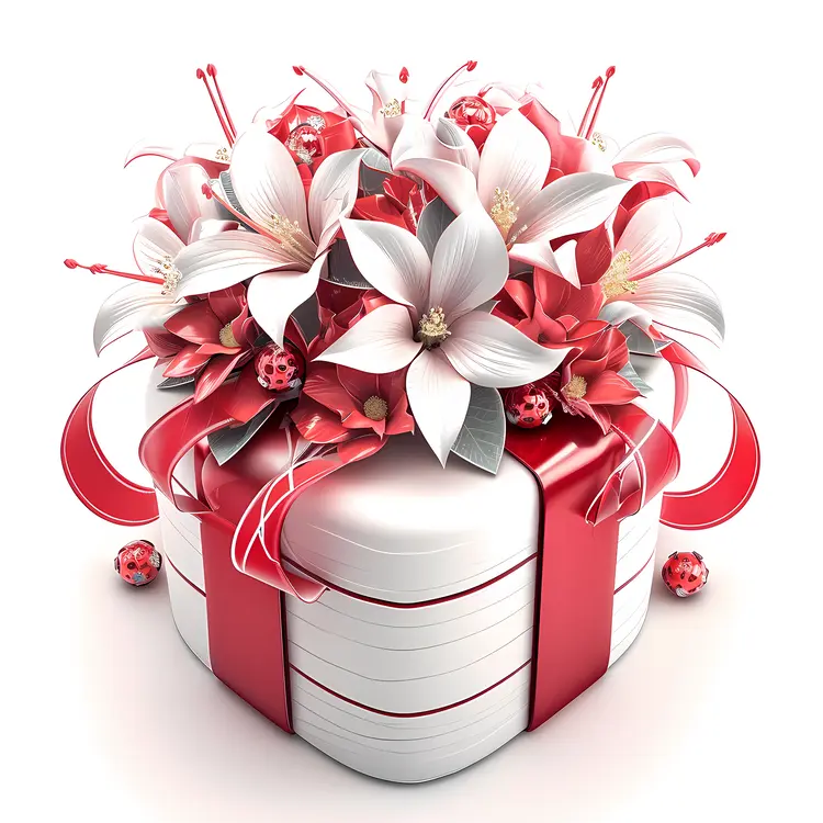 Elegant Heart-Shaped Gift Box with Flowers