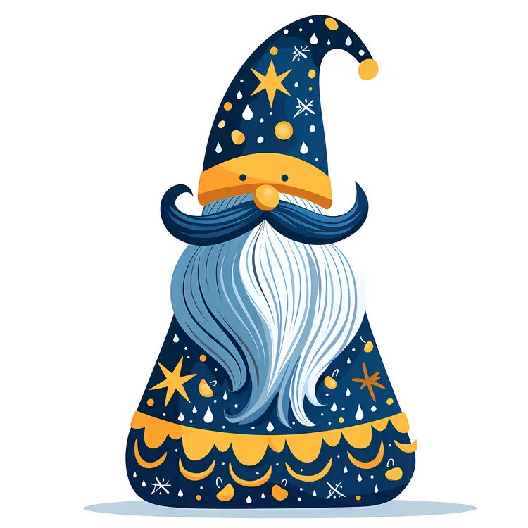 Blue and Yellow Gnome with Stars