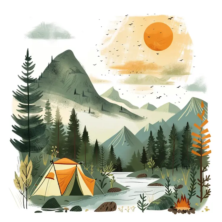 Camping Tent in Mountain Landscape
