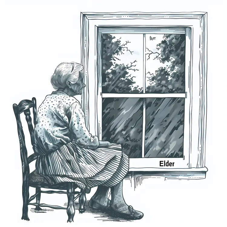 Elderly Woman Sitting by the Window