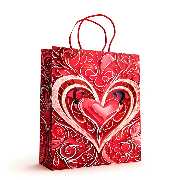 Red Heart Gift Bag for Valentine's Day