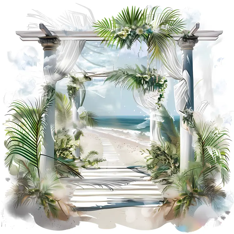 Scenic Beach Arch with Palm Trees
