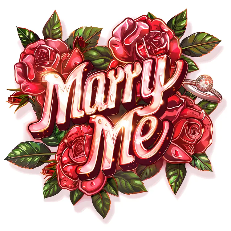 Marry Me Proposal with Roses and Ring
