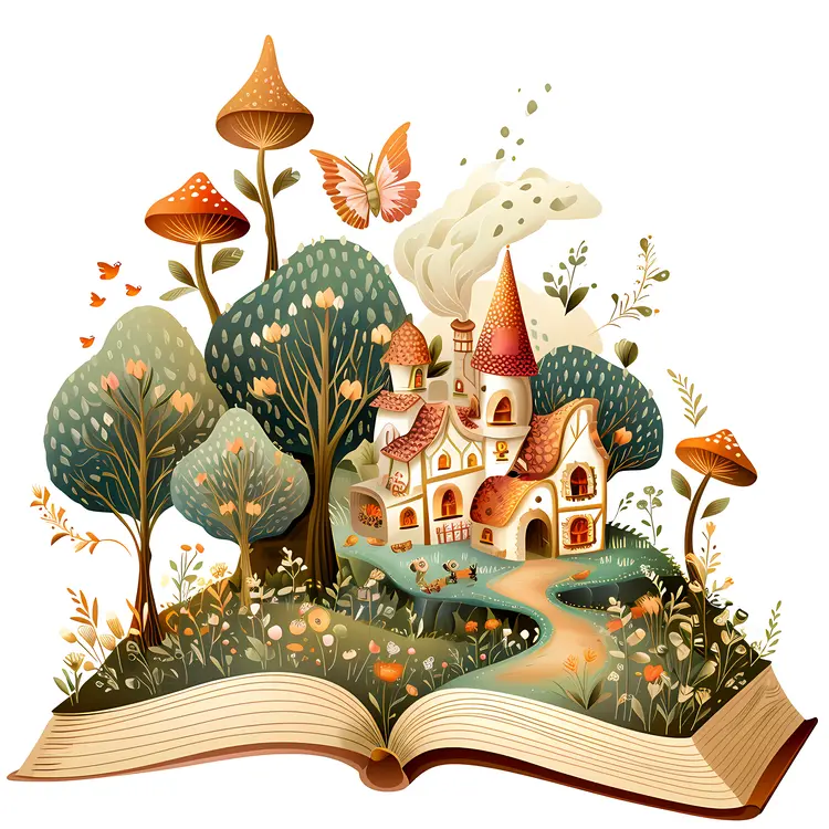 Fairy Tale Book with Castle and Butterflies