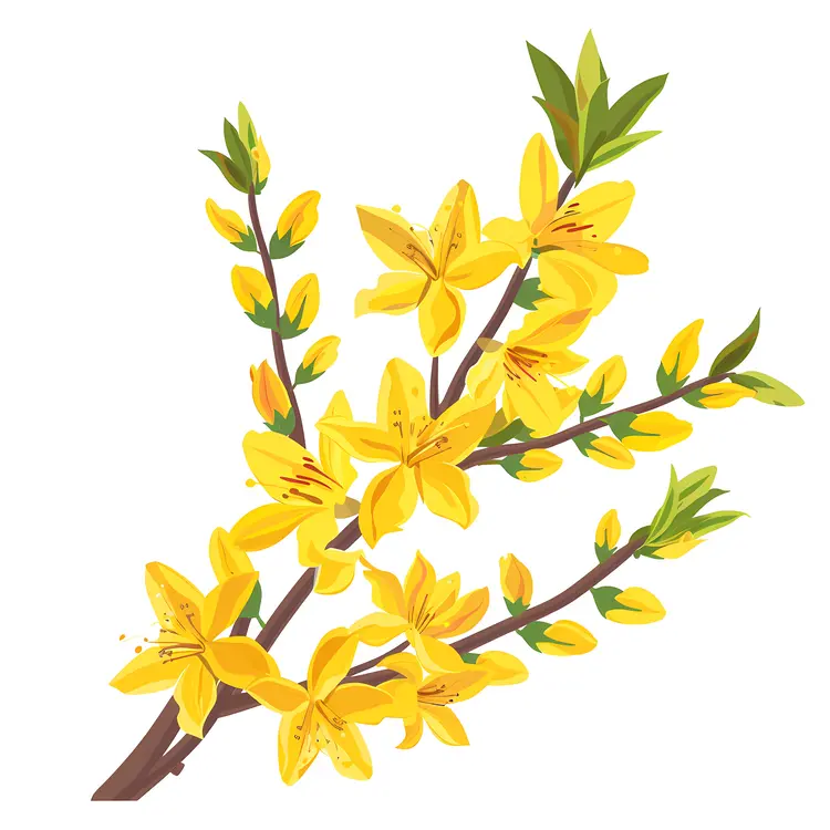 Yellow Flowers Blooming on a Branch