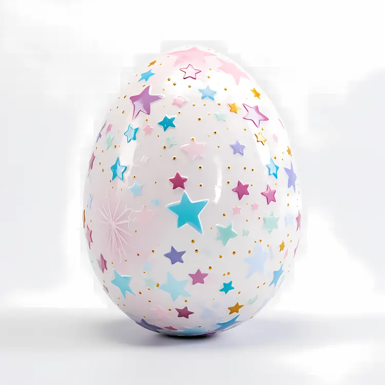 Decorative Egg with Stars in Pastel Colors