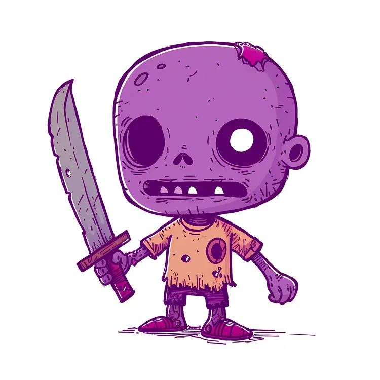 Cartoon Zombie Boy Holding a Sword