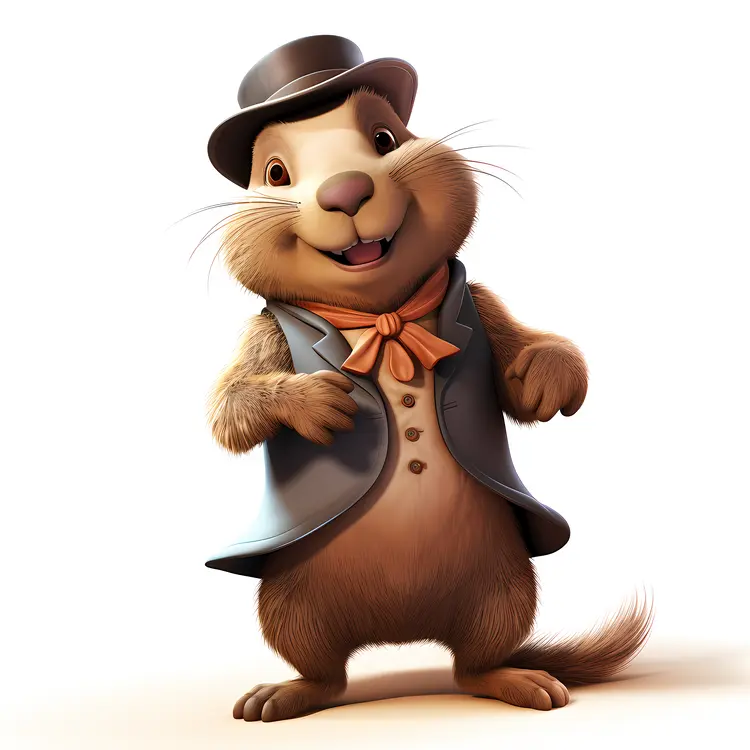 Hamster in Vest with Top Hat and Bow Tie