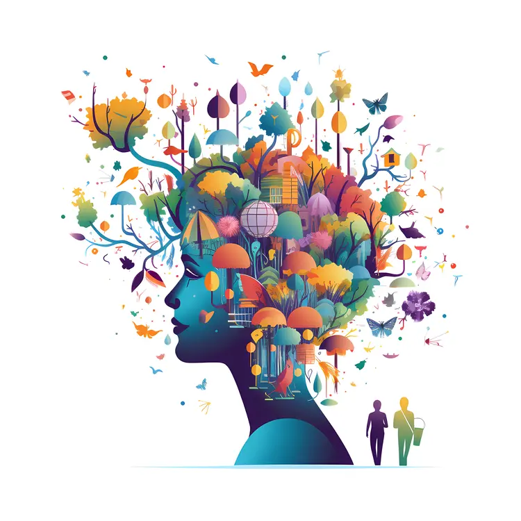 Colorful Silhouette with Nature Elements