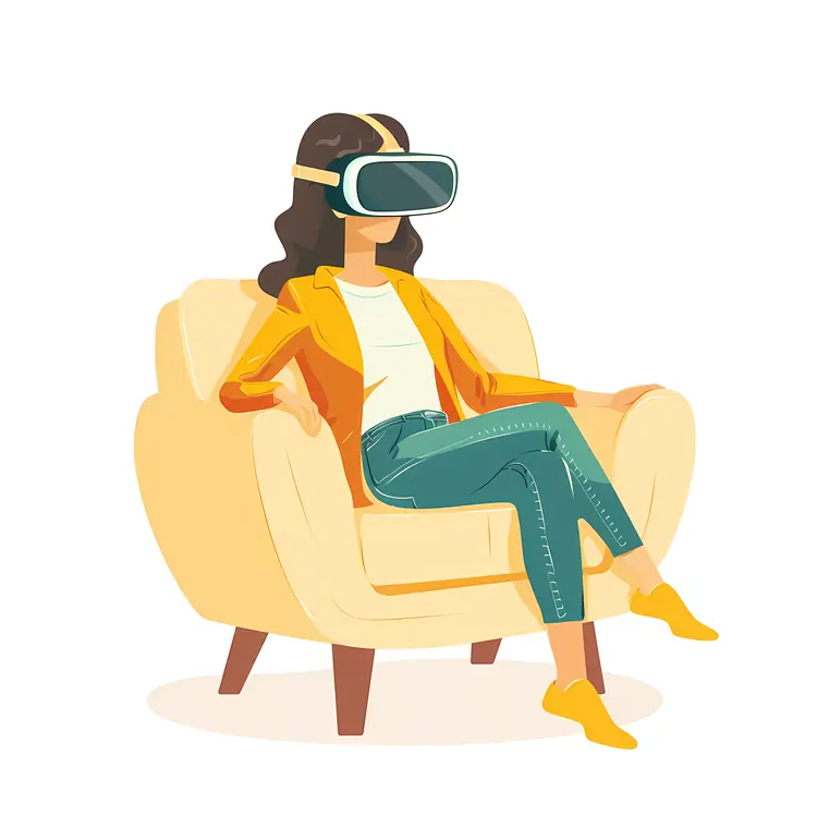 Person Relaxing with VR Headset in Armchair