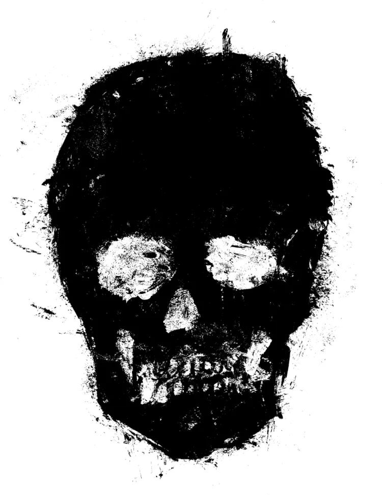 Grunge Black Skull Illustration