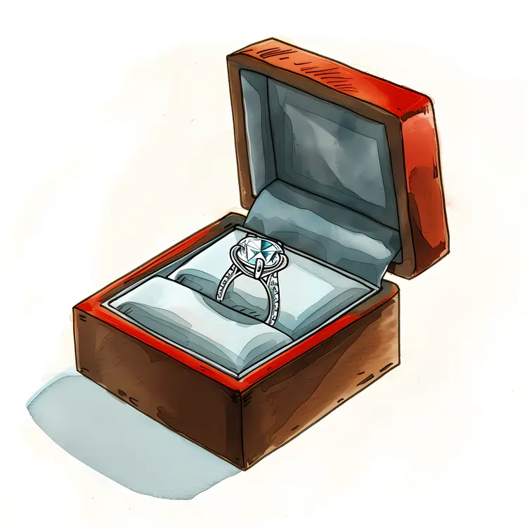 Elegant Diamond Ring in Wooden Box
