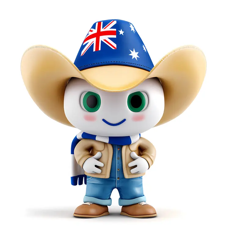 Cute Character with Australian Flag Hat