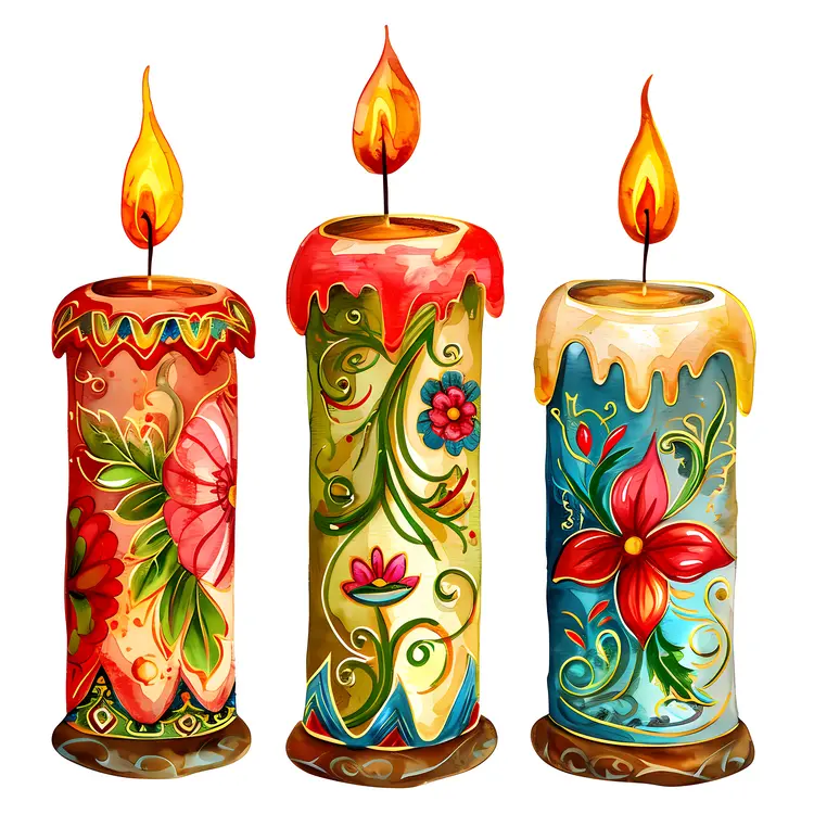 Beautiful Decorative Candles with Floral Patterns