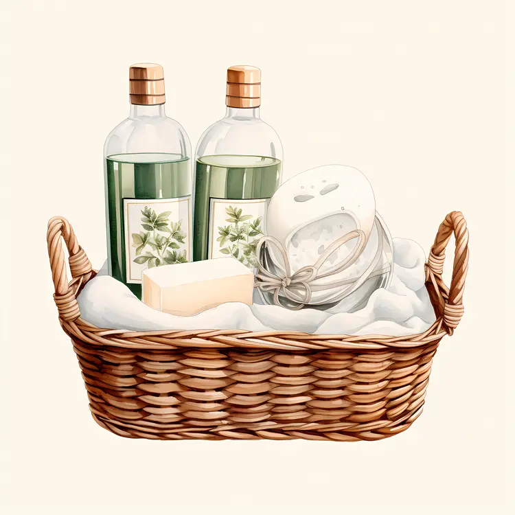 Basket with Soap and Toiletries