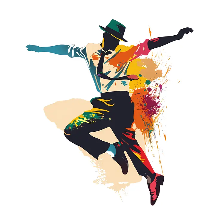 Colorful Silhouette of a Dancing Man