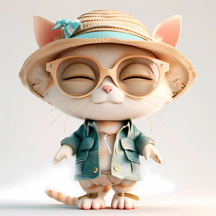 Cute Cat in Summer Outfit