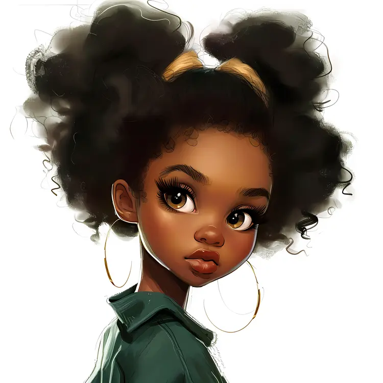 Cute Girl with Puffy Hair and Big Eyes