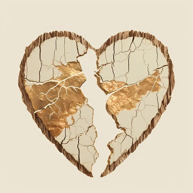 Gold Cracked Heart Illustration