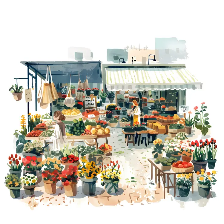 Outdoor Flower and Vegetable Market