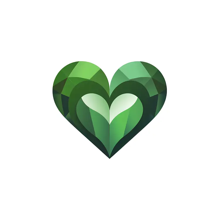 Green Heart with Geometric Design