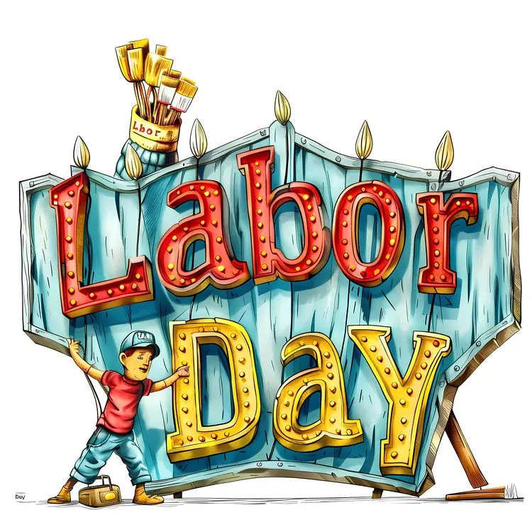 Labor Day Sign with Kid