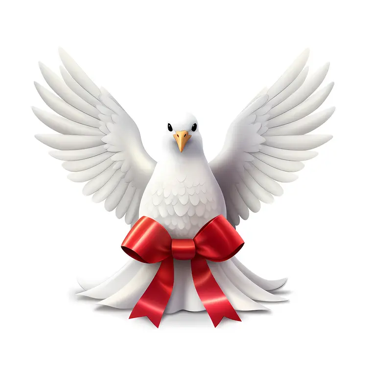 White Dove with Red Ribbon