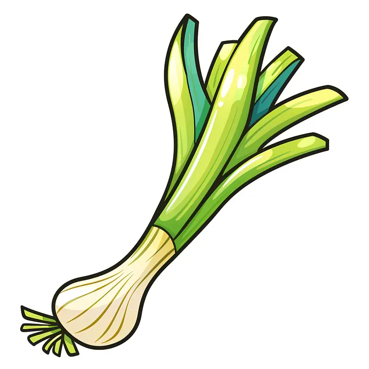 Cartoon Green Onion Bunch