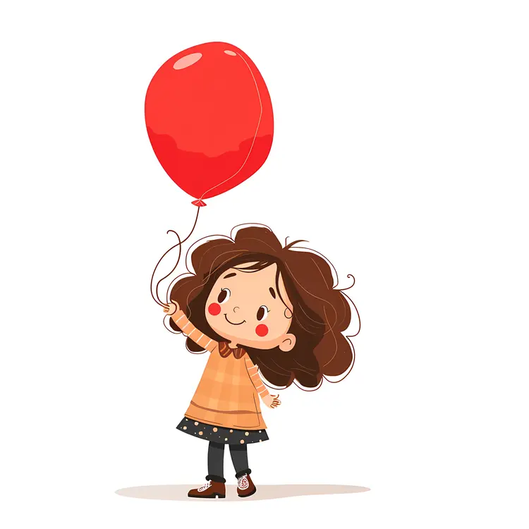 Girl with Red Balloon in Orange Sweater