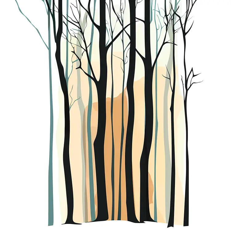 Bare Trees in Winter Illustration