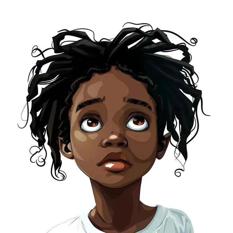 Curious Girl with Dreadlocks