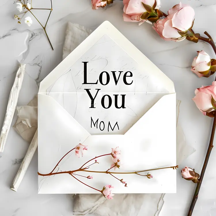 Love You Mom Card with Flowers