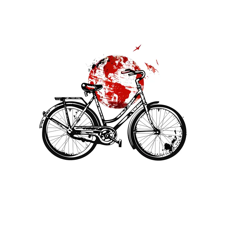 Bicycle with Red Globe Background