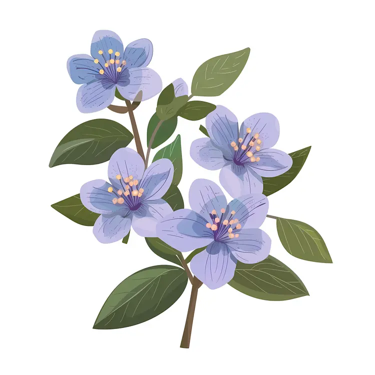Lovely Purple Flowers with Green Leaves