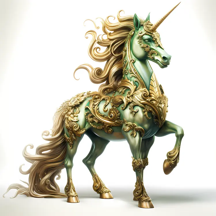 Majestic Green and Gold Unicorn