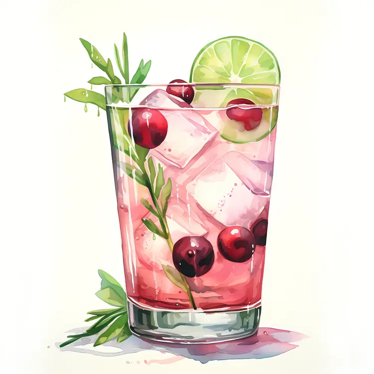 Cranberry Lime Cocktail with Ice
